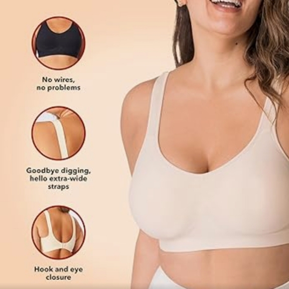 TrueKind-Daily Comfort Wirefree SHAPER BRA (Beige/Cream)-2X - Picture 3 of 8